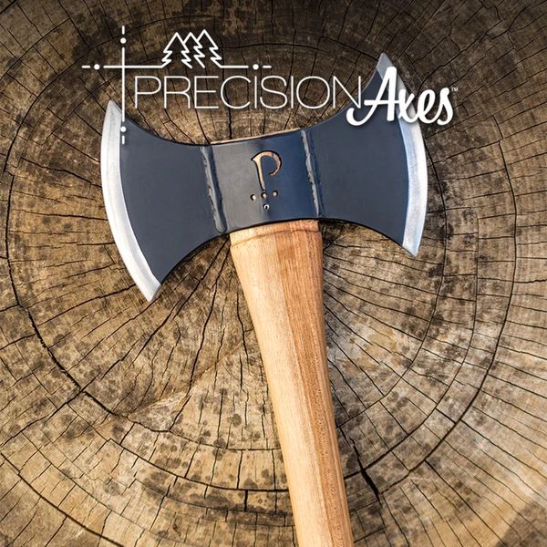 precision axes logo and picture of an axe
