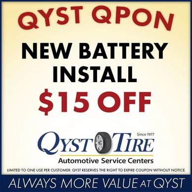 Qyst Tire New Battery Install Coupon, Oil Change Coupons Tire Manufactures Promotional Sales