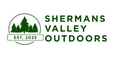 Logo for Shermans Valley Outdoors with trees and establishment year 2025.