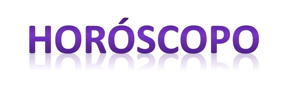 The word 'HORÓSCOPO' in bold purple letters with a reflective shadow.