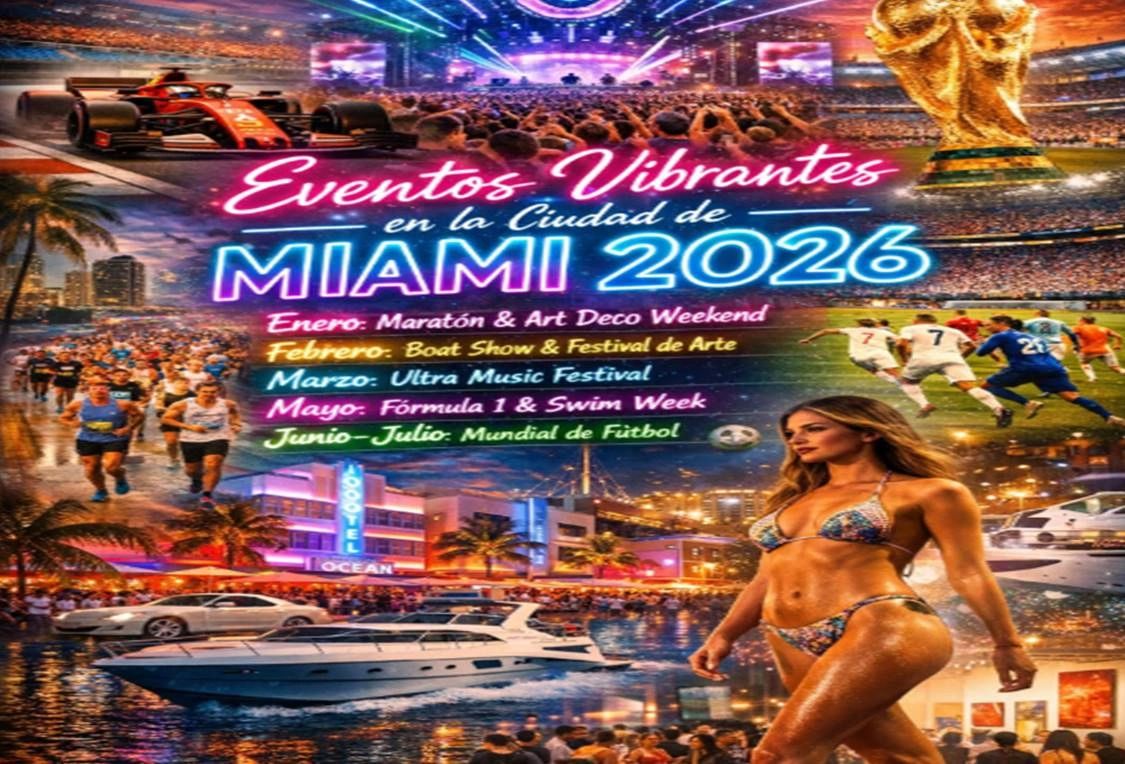 Vibrant events in Miami 2026 featuring sports, music, art, and festivals.