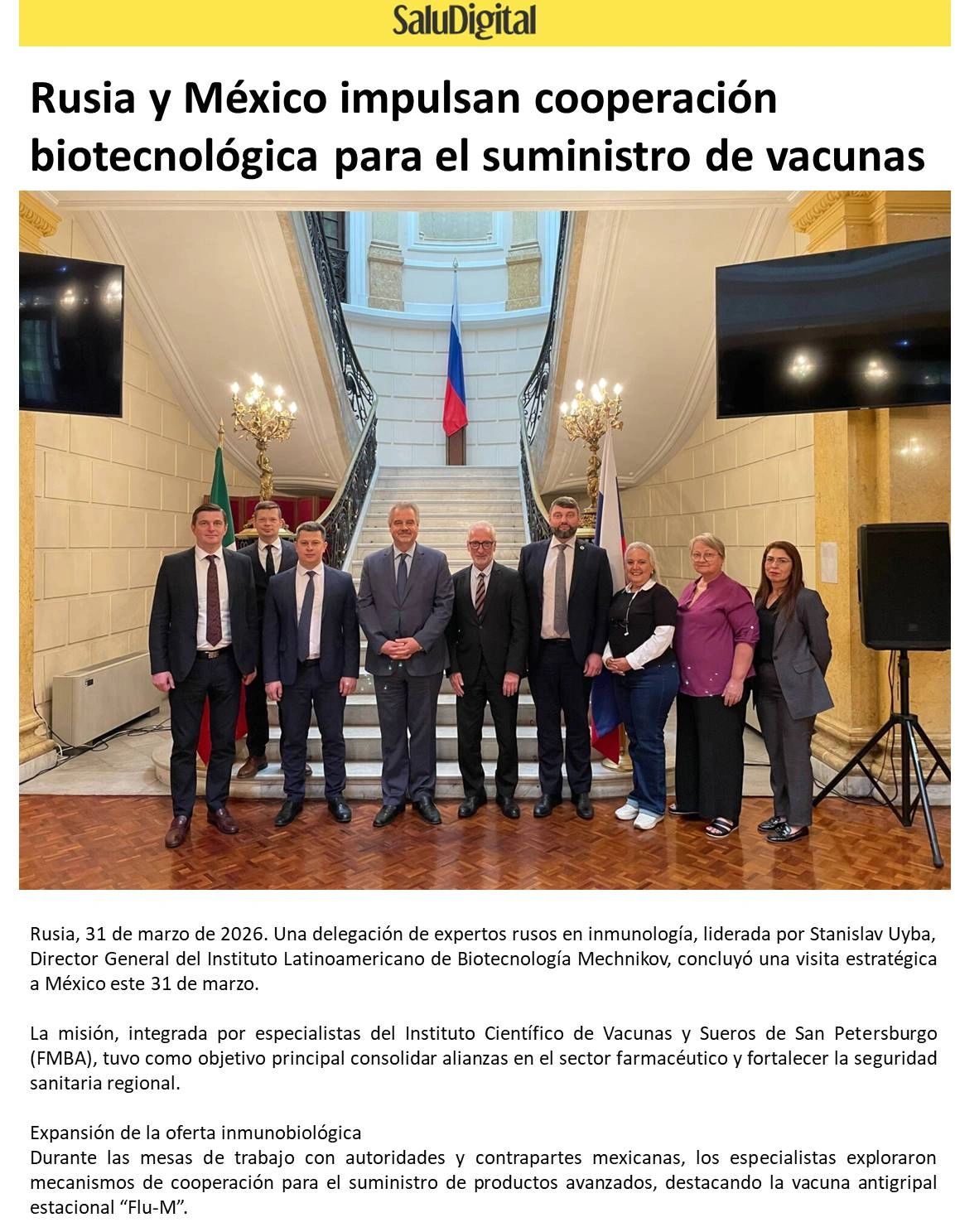 Delegación rusa y mexicana impulsan cooperación biotecnológica para vacunas.