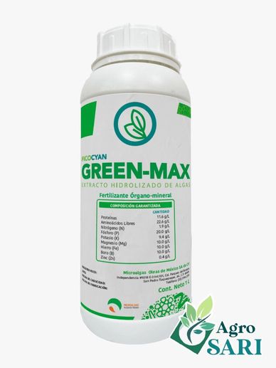 Botella de fertilizante orgánico Green-Max.