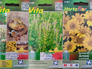 Semillas de hierbas y flores medicinales para té.