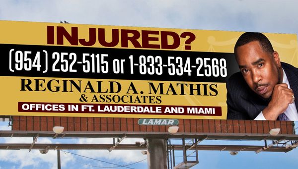 A banner with text injured