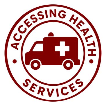 Logo of Accessing Health Services with ambulance icon.