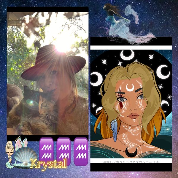 Krystal & Kali Kitty Next To Caricature of Krystal - Image for Natal Chart Reading $222