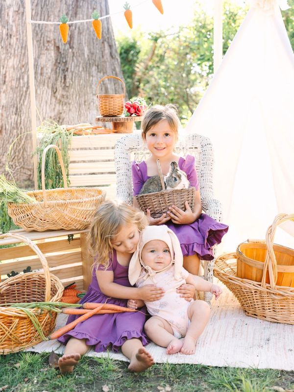 Bunny Rabbit photo shoot with children by professional photographer