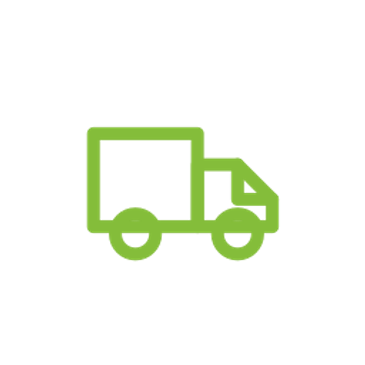 Green truck icon on black background.