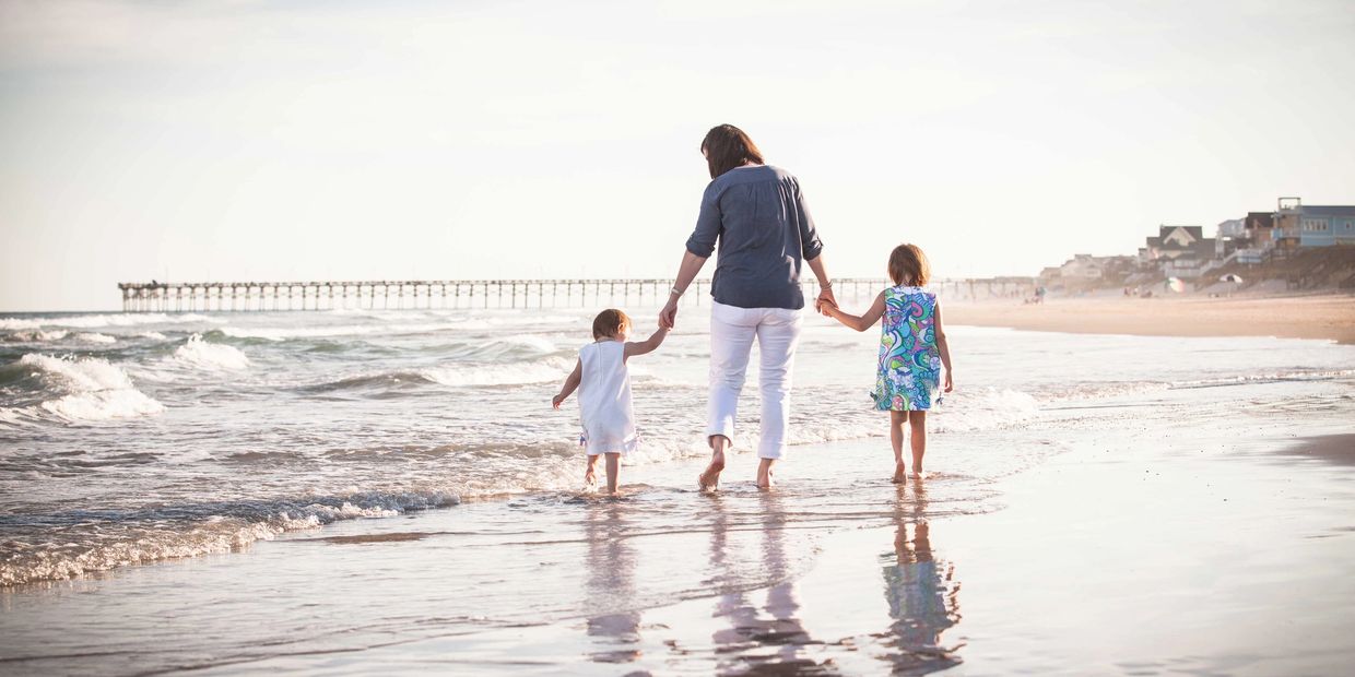 family beach pictures Topsail Island NC sunset