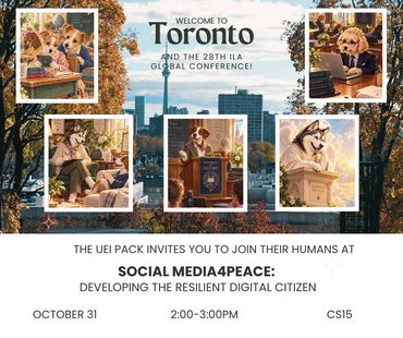Invitation to a social media conference in Toronto featuring animated dogs.
