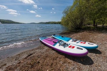 Red paddle boards in the lake district. 