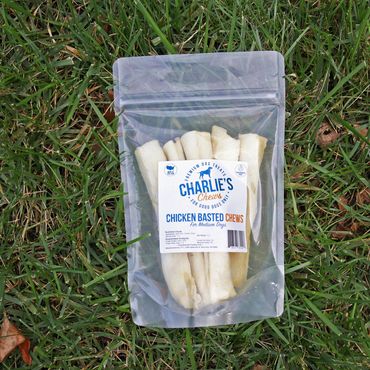 Give your dog a little something special with our Chicken Basted Chews!