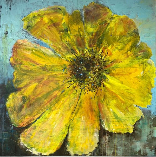 bright yellow flower. Symbol of hope.Light after dark