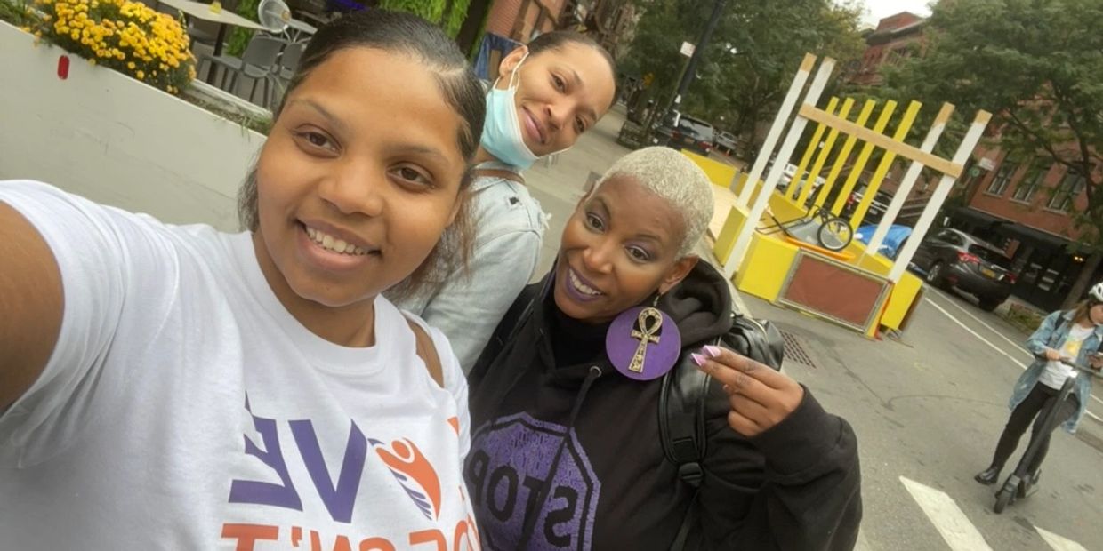 Co-founders of Sisters in Purple: Angelina Rosado, Shamara Kelly, and Erika Lucille Ewing. 