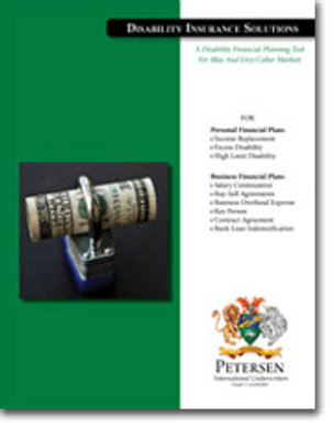 Blue and Gray Collar Disability Brochure from Petersen International Underwriters