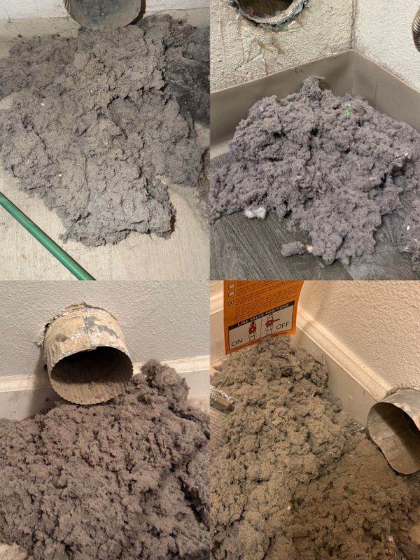 Piles of dryer lint removed from vents.