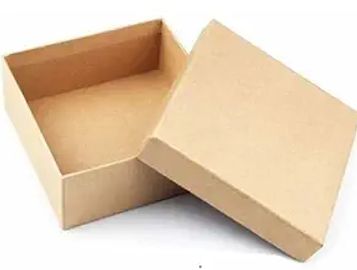 Open plain cardboard box with lid beside it.