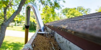 Gutter cleaning with pole