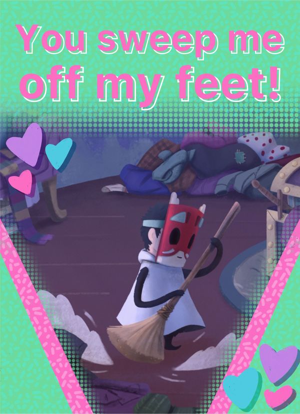 Valentine of the Boogeyman with the words "You sweep me off my feet!"
