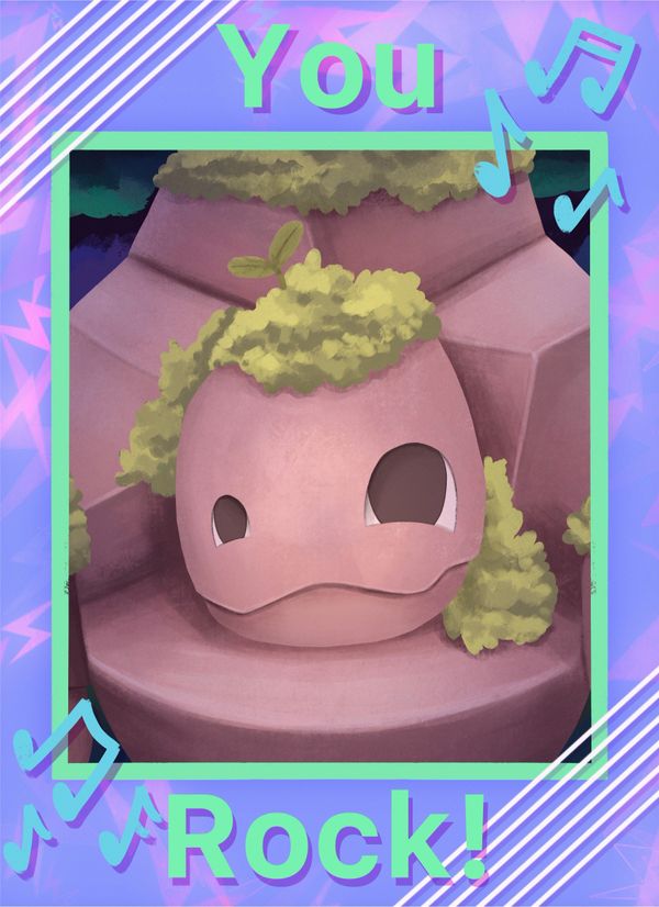 Valentine of Geck with the words "You Rock!"