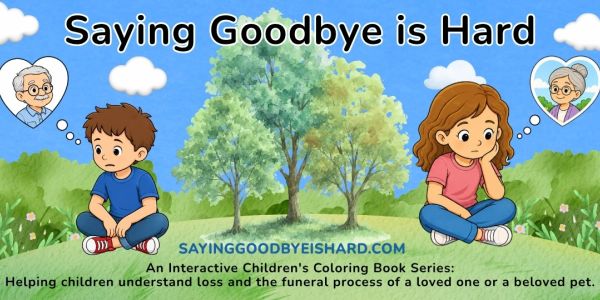 Children coping with loss in a coloring book.