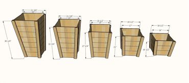Five sizes of patio planters