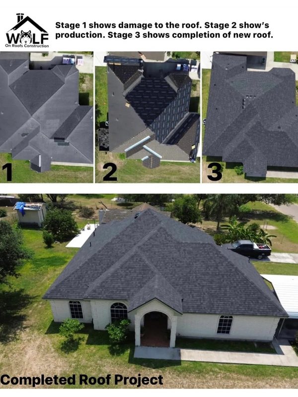 Residential Roof replacement, each stage of Installation  of a shingle roof