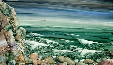 black sea, rocks, waves