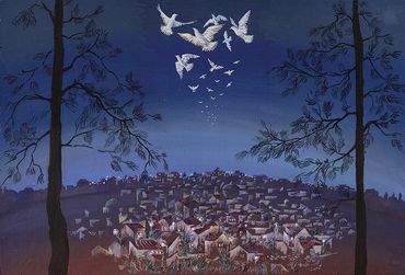 pigeons, night, jerusalem, kiryat menachem
