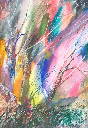 pink light, forest, grass