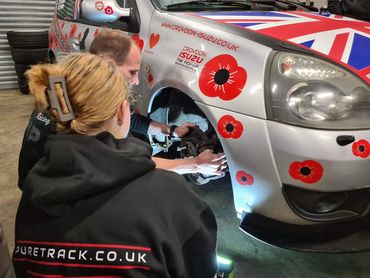 Our Female Race Technician Emily  
Puretrack Racing Clio 182 Race Car