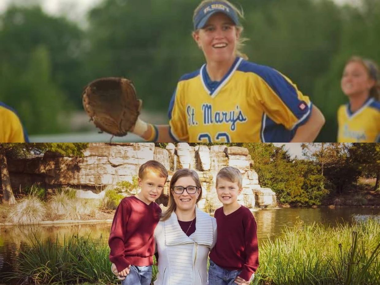 College Softball Player now mom of twin boys