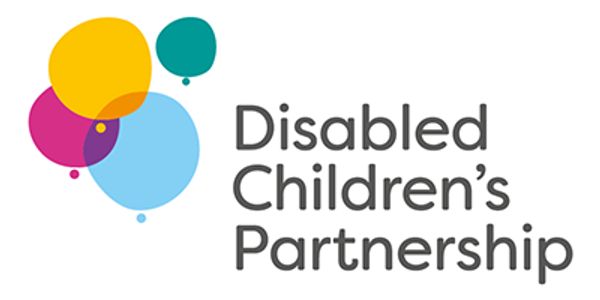 Logo of Disabled Children's Partnership featuring coloured balloons.