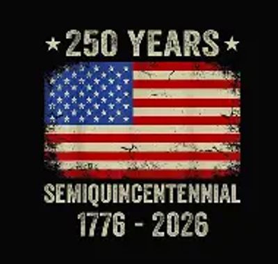 American flag celebrating 250 years from 1776 to 2026.