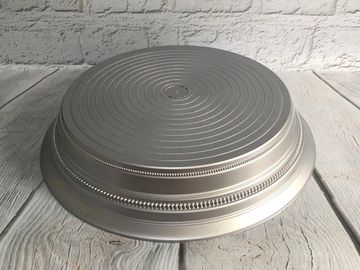 Silver satin round cake stand
