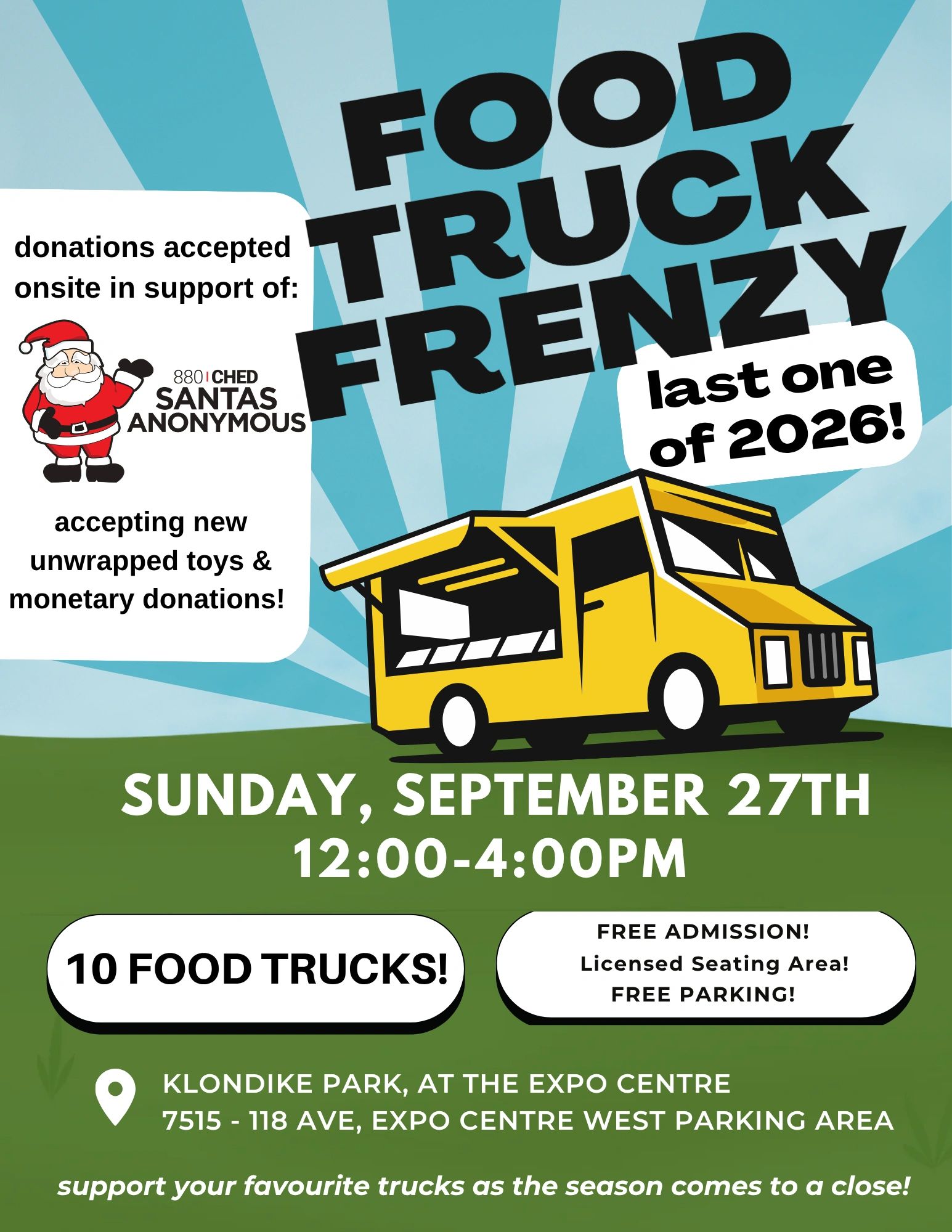 Food Truck Frenzy, Sunday September 27 at Klondike Park
