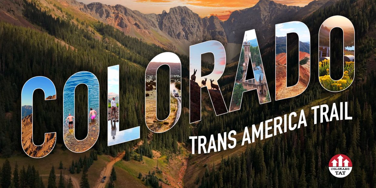 Colorado Trans America Trail promotional image with scenic letters.