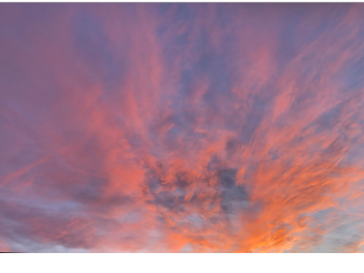 Colorful sunset sky with clouds.
