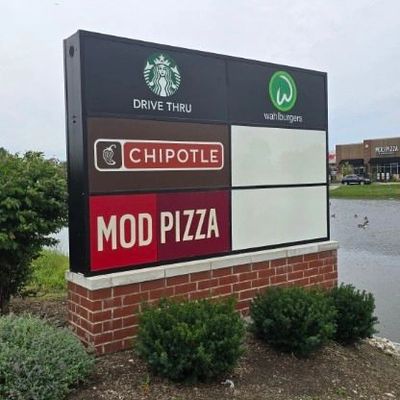 Monument sign with different businesses