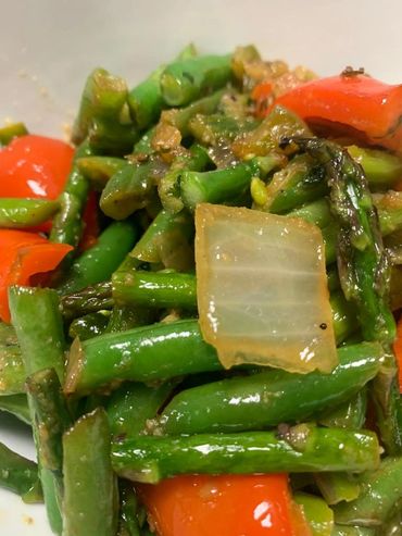 Green beans, Asparagus and sweet peppers