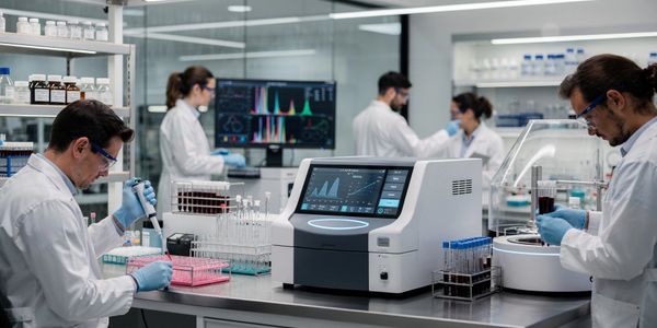 Scientists in a lab using advanced equipment for experiments.