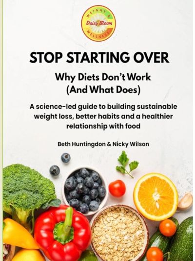 Book cover about sustainable weight loss and healthier food habits.