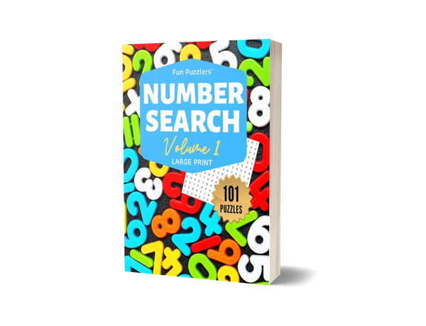 Number Search by Fun Puzzlers Volume One featuring one hundred and one puzzles.