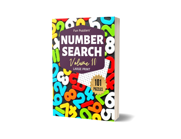 Number Search by Fun Puzzlers Volume Ten featuring one hundred and one puzzles.