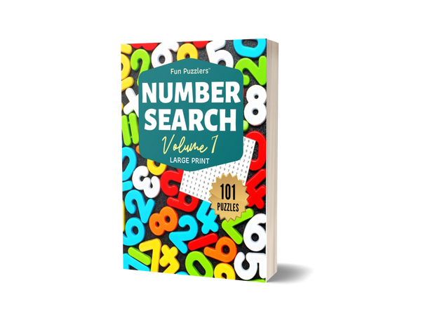 Number Search by Fun Puzzlers Volume Seven featuring one hundred and one puzzles.