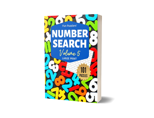 Number Search by Fun Puzzlers Volume Five featuring one hundred and one puzzles.