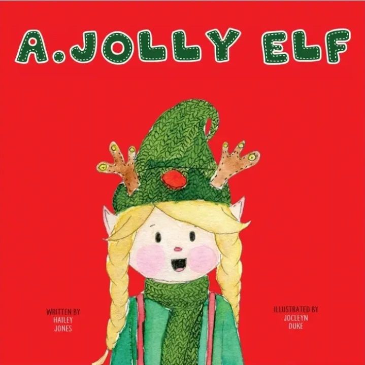 a jolly elf book cover written by Hailey Jones illustrated by Jocelyn Duke hat antlers long braids