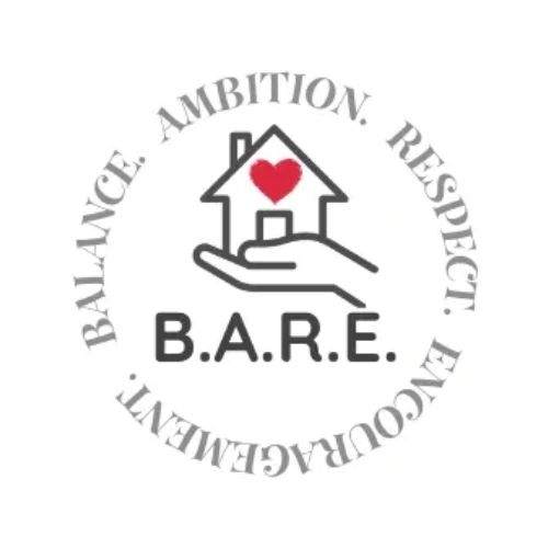 The Bare Truth Inc logo features a hand holding a house with a heart above the door. 