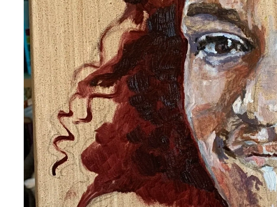 Amanda work in progress. oil painting. contemporary art portraiture. women artists